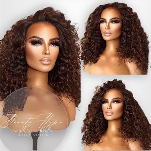 Premium High Quality Huge Fluffy Curly Wig Hair Synthetic Brown Black